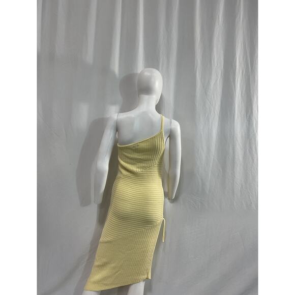 Nbd 'Bianca' Yellow Alternate Stitch One Shoulder Dress Size M - Picture 3 of 5